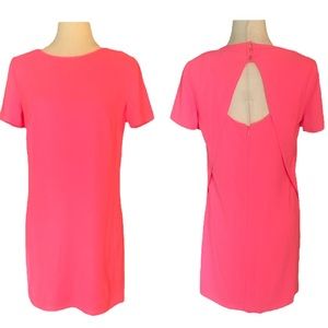 Shoshanna Bright Pink Crepe Cutout Open Back Shift Tunic Dress - 4